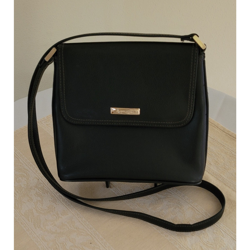 LIZ CLAIBORNE Small Black Leather Crossbody/Shoulder Handbag/Purse-8 X 7 X 2 in